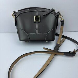 Dooney & Bourke Small Crossbody – Gray Leather with Contrast Stitching